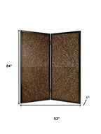 84" Brown Folding Two Panel Screen Room Divider