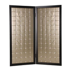 84" Gold Fabric Folding Two Panel Screen Room Divider