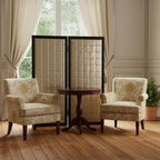 84" Gold Fabric Folding Two Panel Screen Room Divider