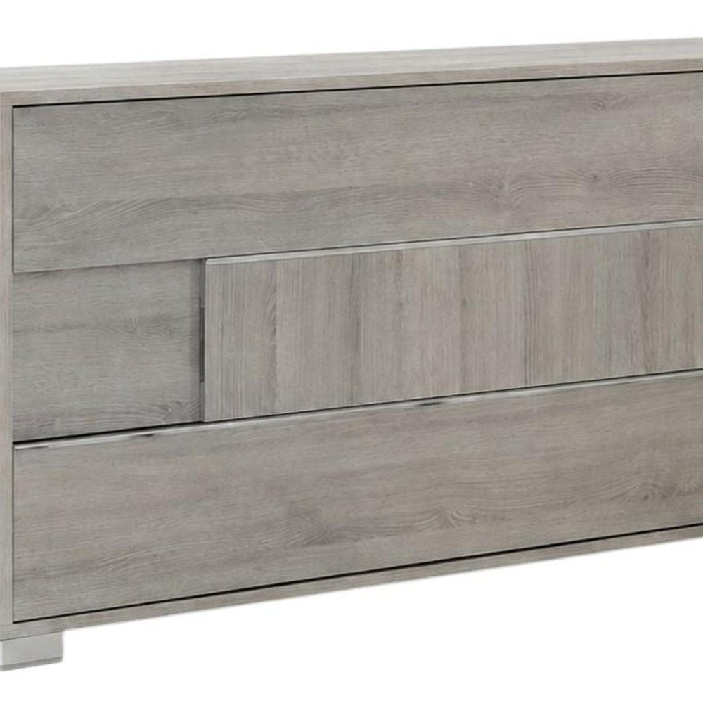 66" Gray Wood Three Drawer Double Dresser