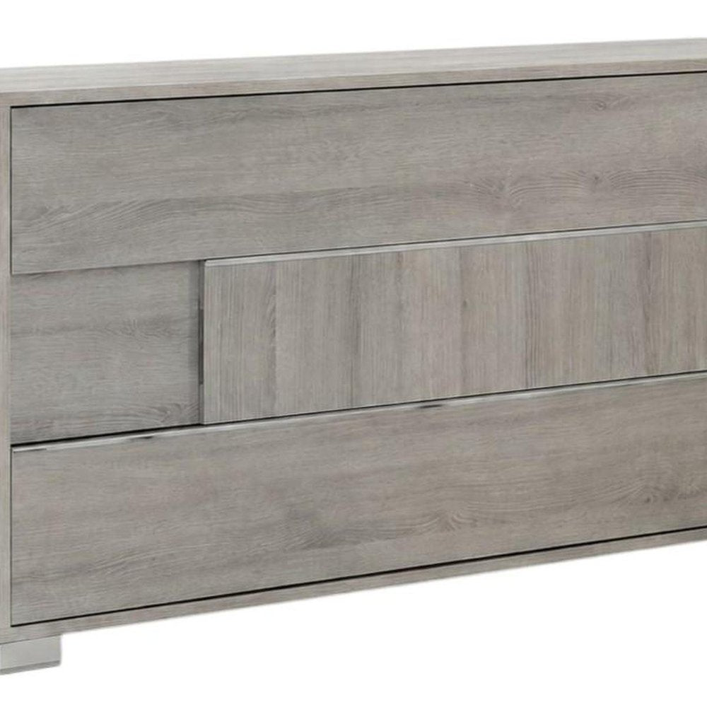 66" Gray Wood Three Drawer Double Dresser