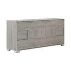 66" Gray Wood Three Drawer Double Dresser