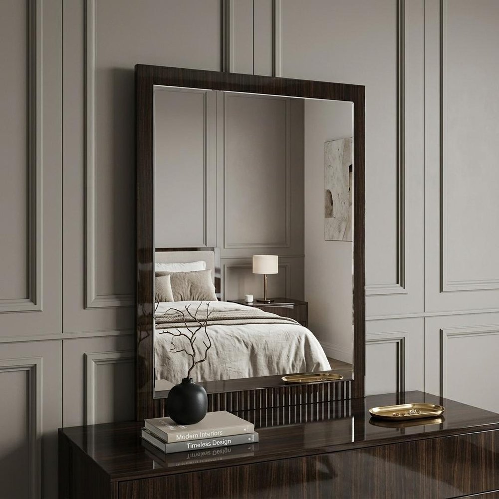 41" Ebony Wood Framed Mounted Dresser Mirror