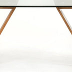 83" Clear And Brown Glass And Solid Wood Double Pedestal Base Dining Table