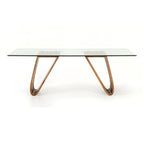83" Clear And Brown Glass And Solid Wood Double Pedestal Base Dining Table
