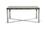 80" Clear And Silver Solid Wood And Stainless Steel Trestle Base Dining Table