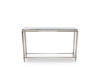 55" Silver Glass and Stainless Steel Frame Console Table
