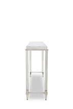 55" Silver Glass and Stainless Steel Frame Console Table