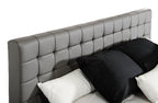Gray Tufted Faux Leather Upholstered King Sleigh Bed