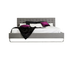 Gray Tufted Faux Leather Upholstered King Sleigh Bed