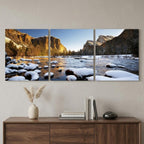 Set of Three White Canvas Square Framed Art