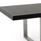71" Black and Silver Wood and Stainless Steel Removable Leaf Sled Base Extendable Dining Table