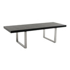 71" Black and Silver Wood and Stainless Steel Removable Leaf Sled Base Extendable Dining Table