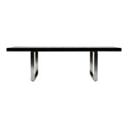 71" Black and Silver Wood and Stainless Steel Removable Leaf Sled Base Extendable Dining Table
