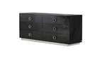 63" Black Wood Six Drawer Double Dresser