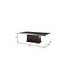 95" Black and Gold Wood Pedestal Base Dining Table