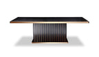 95" Black and Gold Wood Pedestal Base Dining Table