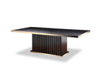 95" Black and Gold Wood Pedestal Base Dining Table