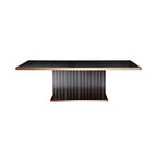 95" Black and Gold Wood Pedestal Base Dining Table