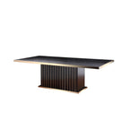 95" Black and Gold Wood Pedestal Base Dining Table