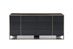 55" Black And Gold Solid Wood Six Drawer Double Dresser