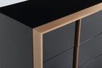 55" Black And Gold Solid Wood Six Drawer Double Dresser