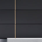 55" Black And Gold Solid Wood Six Drawer Double Dresser