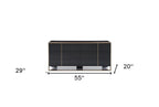 55" Black And Gold Solid Wood Six Drawer Double Dresser