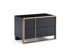 20" Black Wood Two Drawer Nightstand