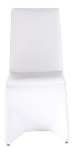Set of Two White Upholstered Faux Leather Dining Side Chairs