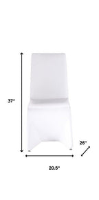Set of Two White Upholstered Faux Leather Dining Side Chairs