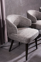 Gray and Black Upholstered Fabric Wing Back Dining Arm Chair
