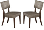 Set of Two Tufted Gray And Brown Upholstered Fabric Open Back Dining Side Chairs