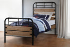 Black And Oak Shiplap Texture Wood and Metal Twin Bed Frame