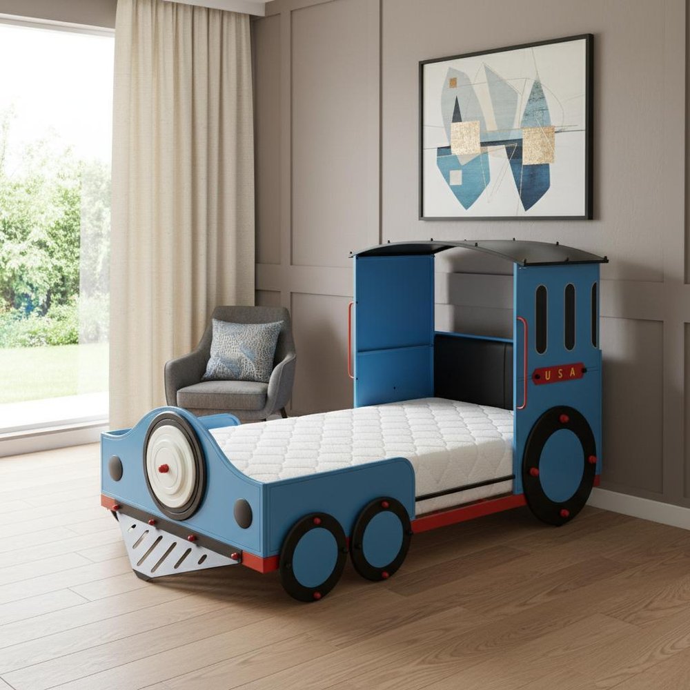 Steel Twin Red White and Blue Bed
