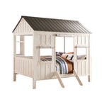 Pink and White Wood Full Bed Frame