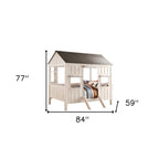Pink and White Wood Full Bed Frame