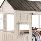 Pink and White Wood Full Bed Frame