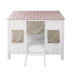 Pink and White Wood Full Bed Frame