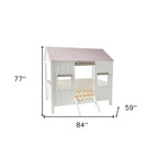 Pink and White Wood Full Bed Frame