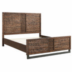 Brown And Black Shiplap Textured Solid Wood Queen Bed Frame