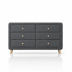 43" Light Gray Solid Wood Six Drawer Dresser