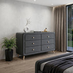 43" Light Gray Solid Wood Six Drawer Dresser