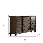 40" Oak Wood Five Drawer Dresser