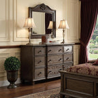 40" Oak Wood Five Drawer Dresser
