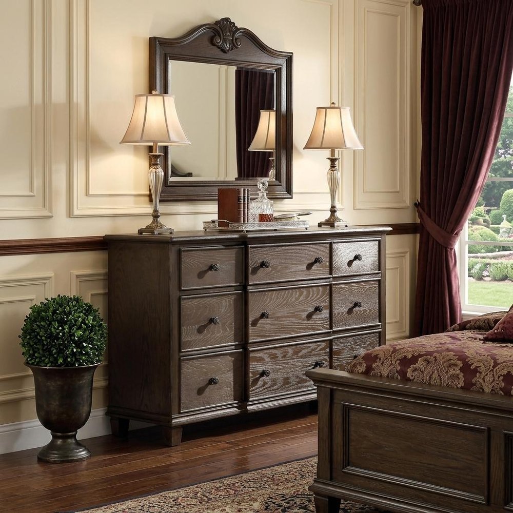 40" Oak Wood Five Drawer Dresser