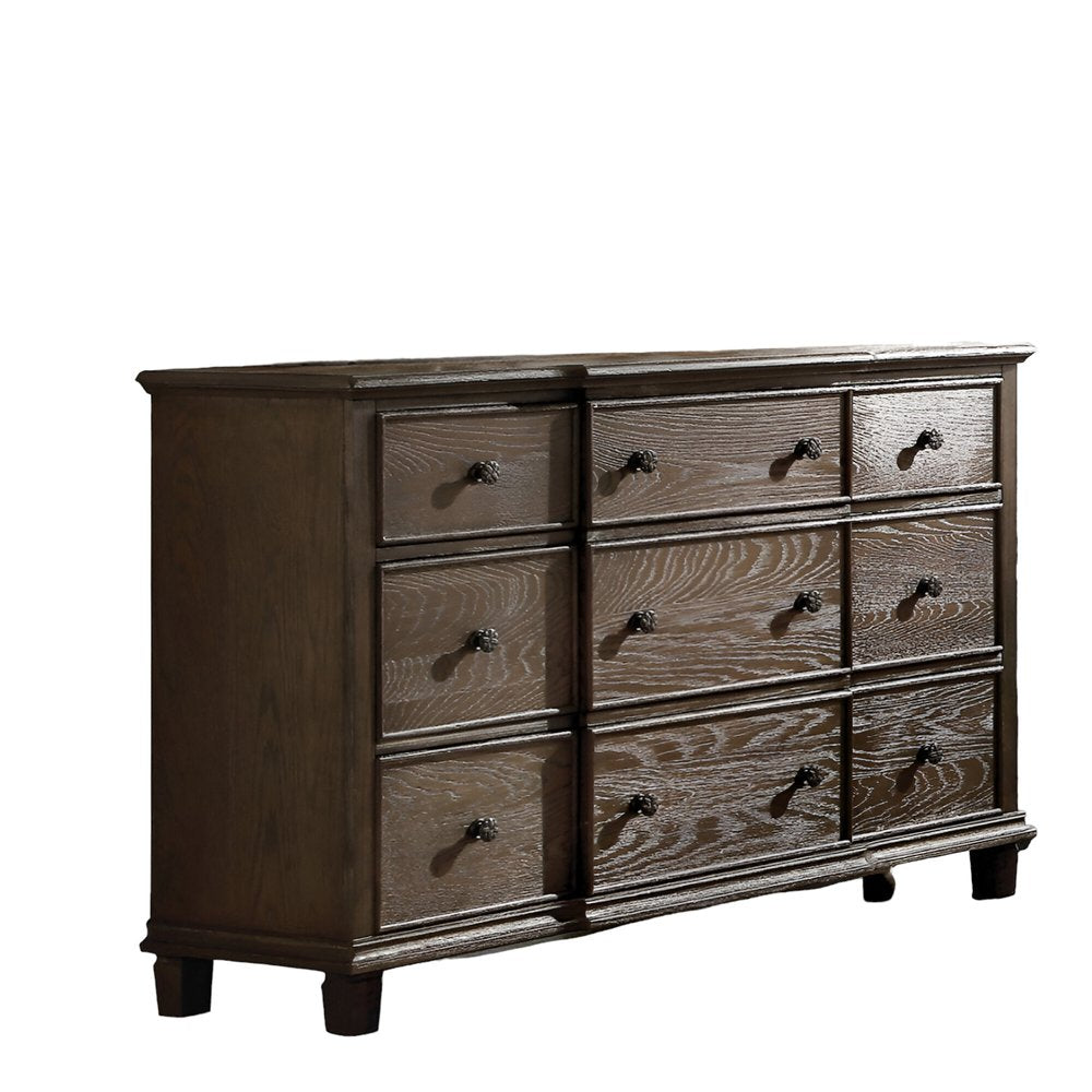 40" Oak Wood Five Drawer Dresser