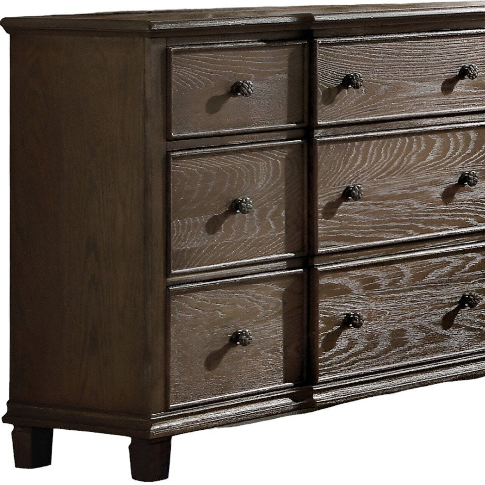 40" Oak Wood Five Drawer Dresser