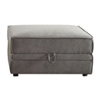 30" Gray Velvet Ottoman With Storage