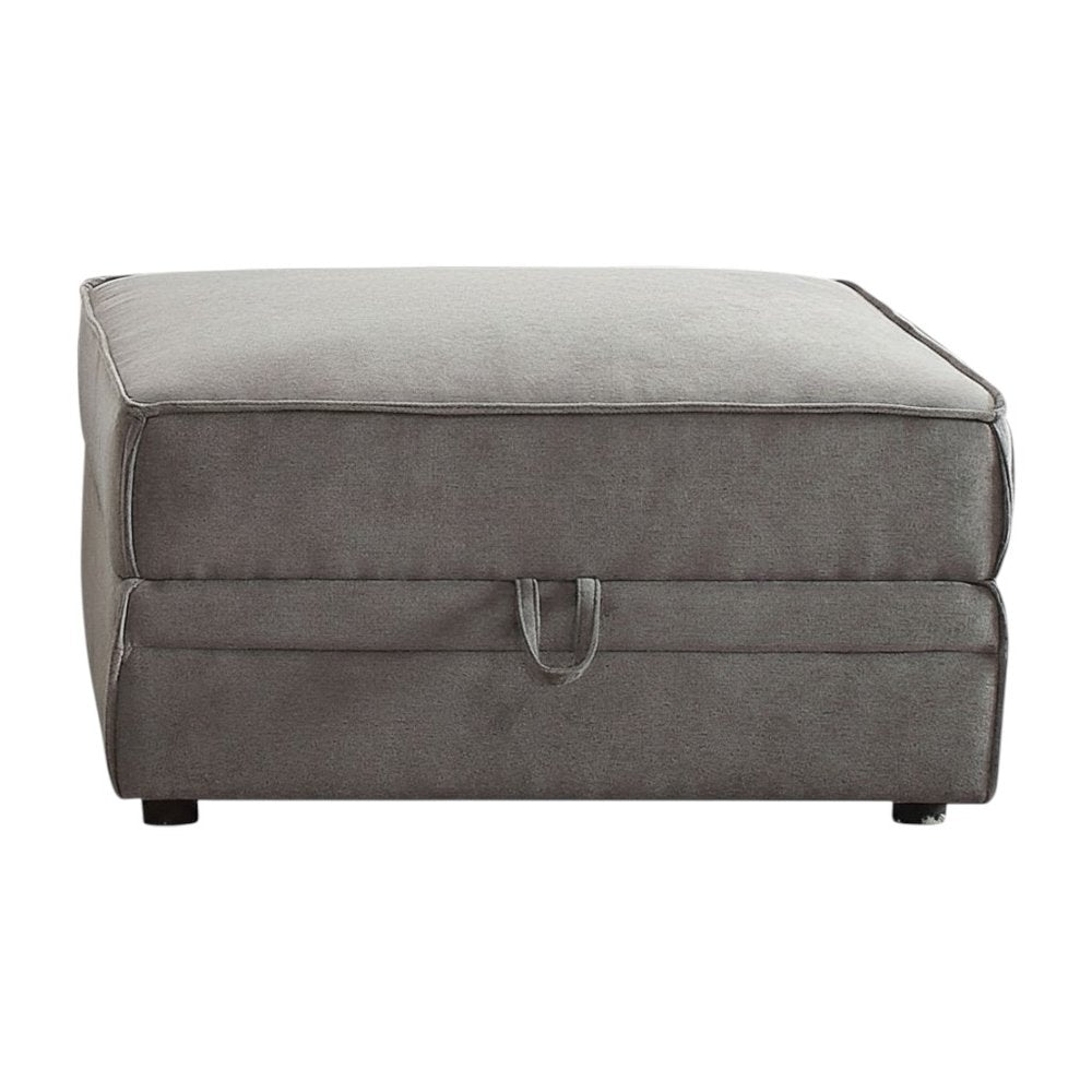 30" Gray Velvet Ottoman With Storage